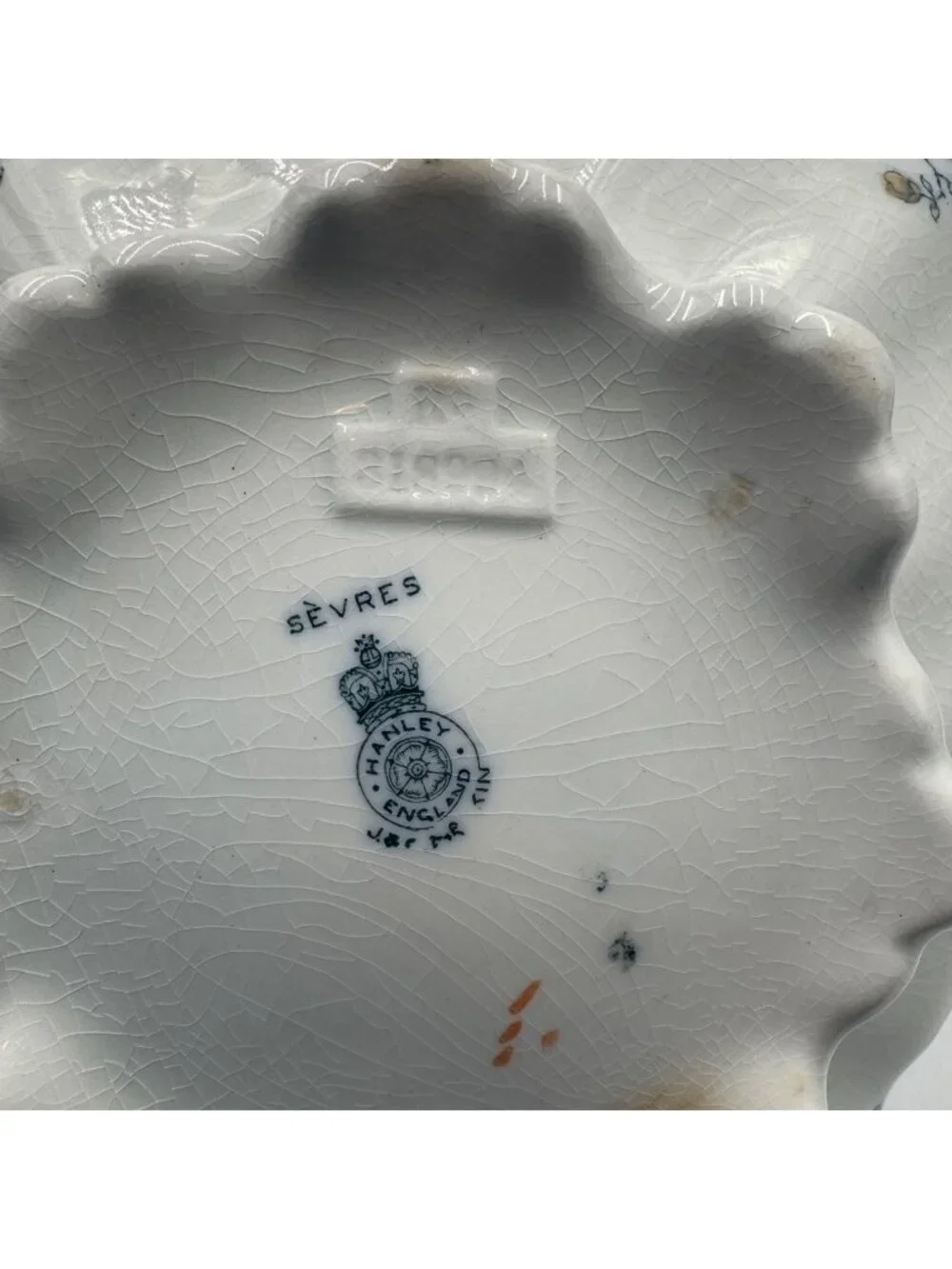 Vintage Hanley England Sevres Porcelain Tureen With Lid Gilt Floral Design